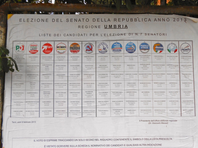 An example of the ballot for the Senate- 13 parties to choose from. The ballot for House had 16 parties.