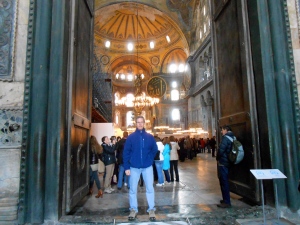 The author standing in the "Imperial Doors" to the Hagia Sophia